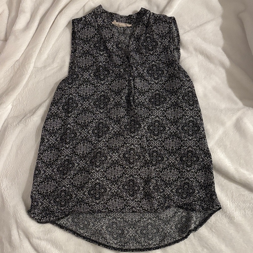 Pink Rose Black and White Geometric Blouse